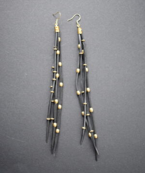 Small Brass Beads Upcycled Innertube Earring