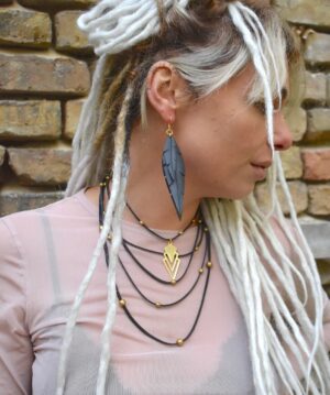 Simple feather earrings bicycle tube