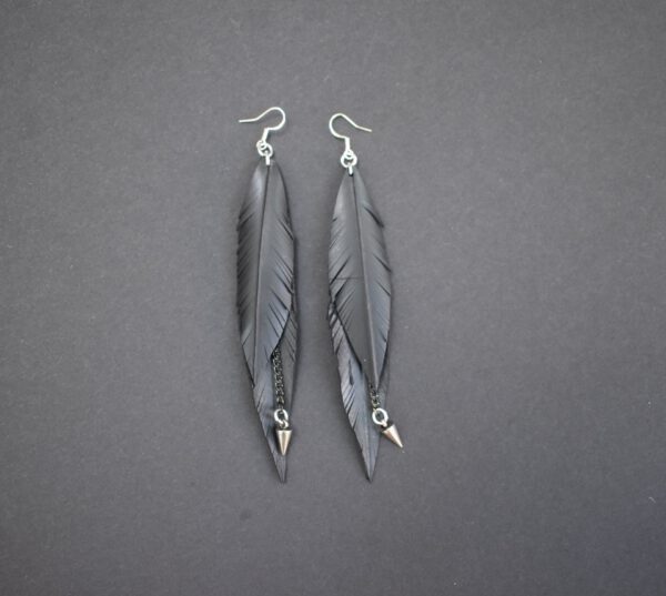 feather pendant earring Silver